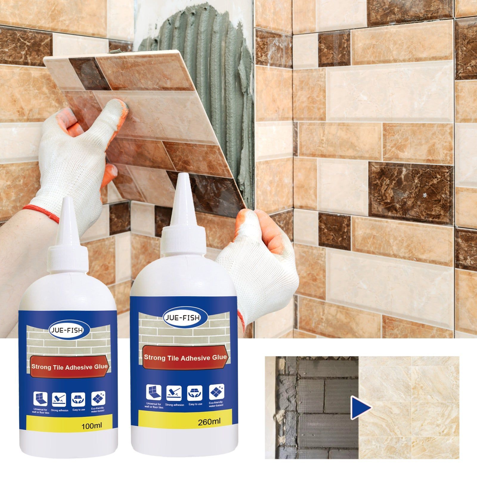 Premium Tile Repair Adhesive, Waterproof Strong Bond, Easy Fix for Cracks and Loose Tiles ,100ml