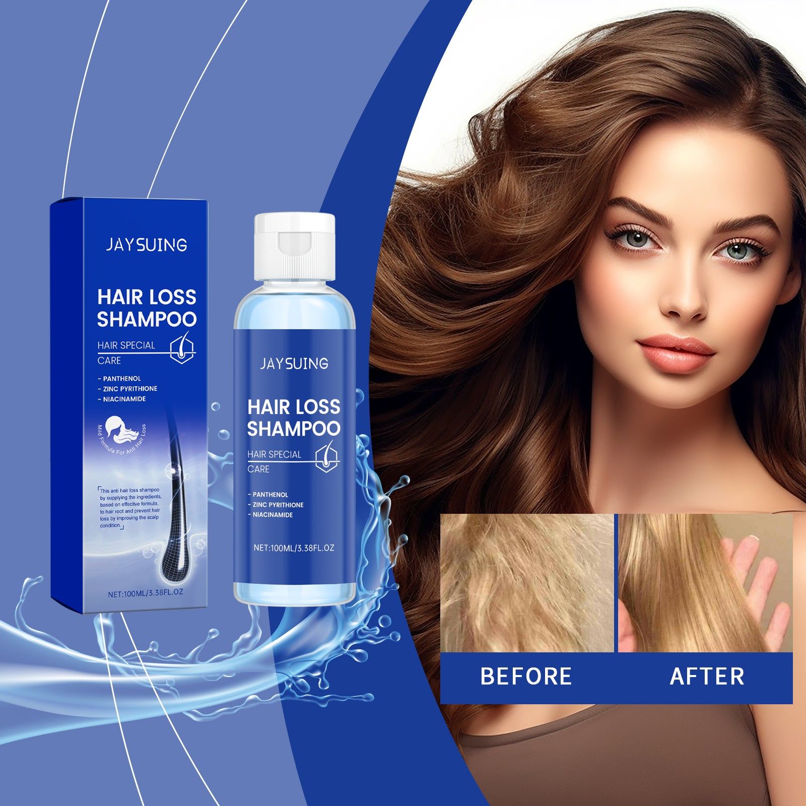 Copper Peptide Scalp Care Shampoo for Hair Growth, Nourishing, Moisturizing, Anti-Hair Loss ,100ml