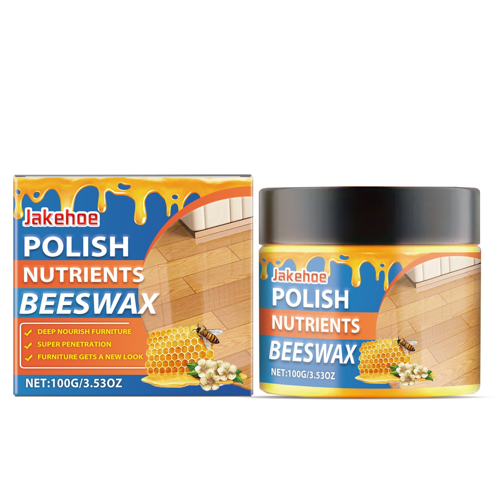 Beeswax Furniture Polish, Natural Wood Cleaner, Restores Shine, Daily Care ,100g
