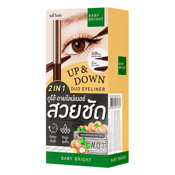 UP AND DOWN DUO EYELINER 0.1G+0.35G BABY BRIGHT (M) #01 MIDNIGHT BLACK