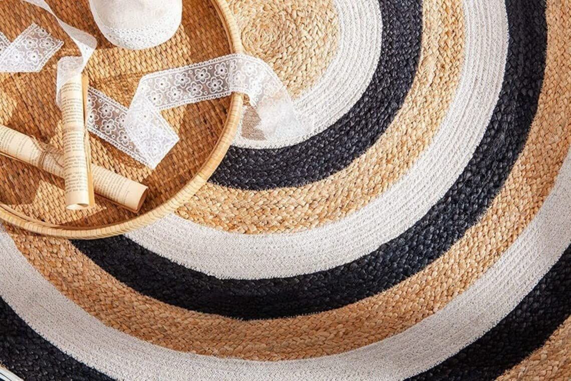 AIESY®  Beautiful Reversible Round Jute Rug