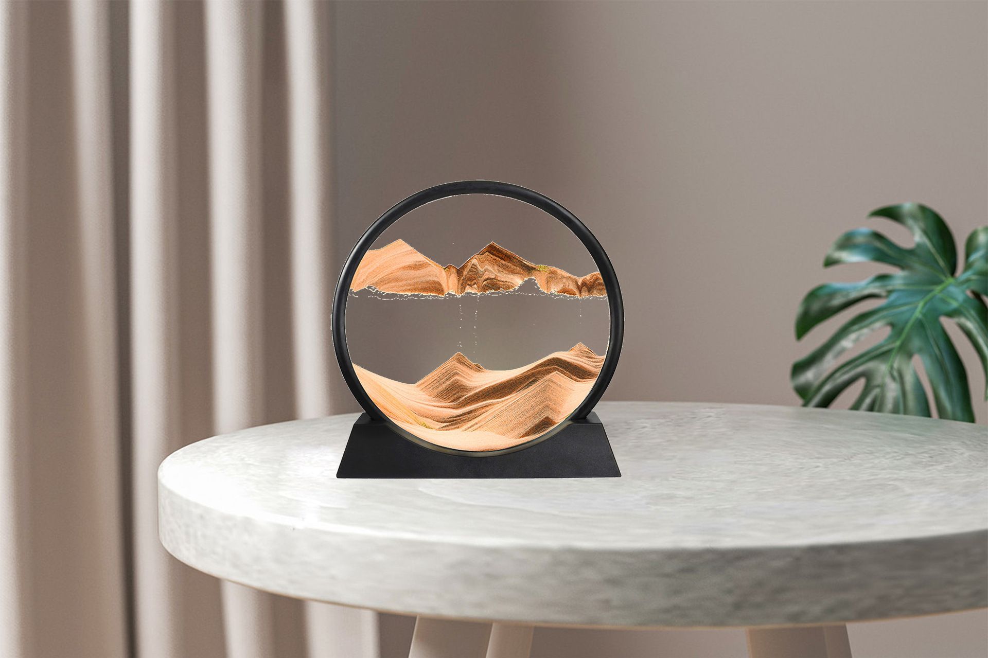 Moving Sand Art Picture Round Glass 3D Deep Sea Sandscape Flowing Sand Frame Home Decor