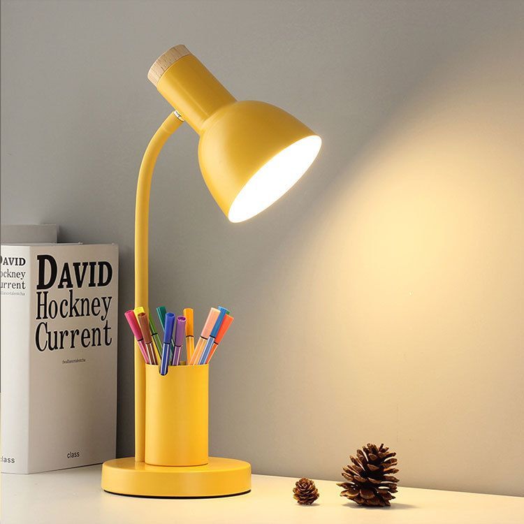 Green Desk Lamp with Pen Holder for Study & Reading