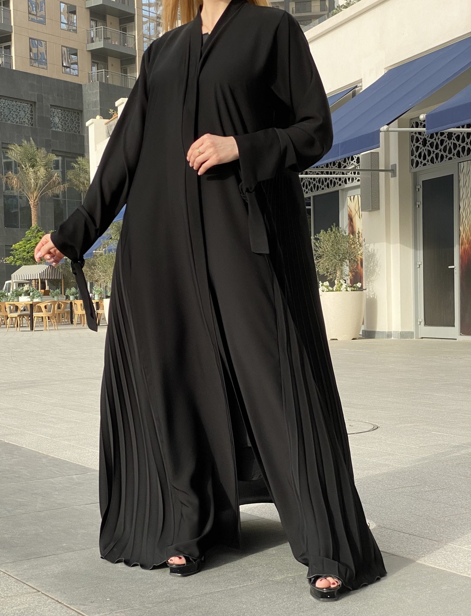 MOiSTREET Nida Black Abaya Set with Under Dress & Sheila