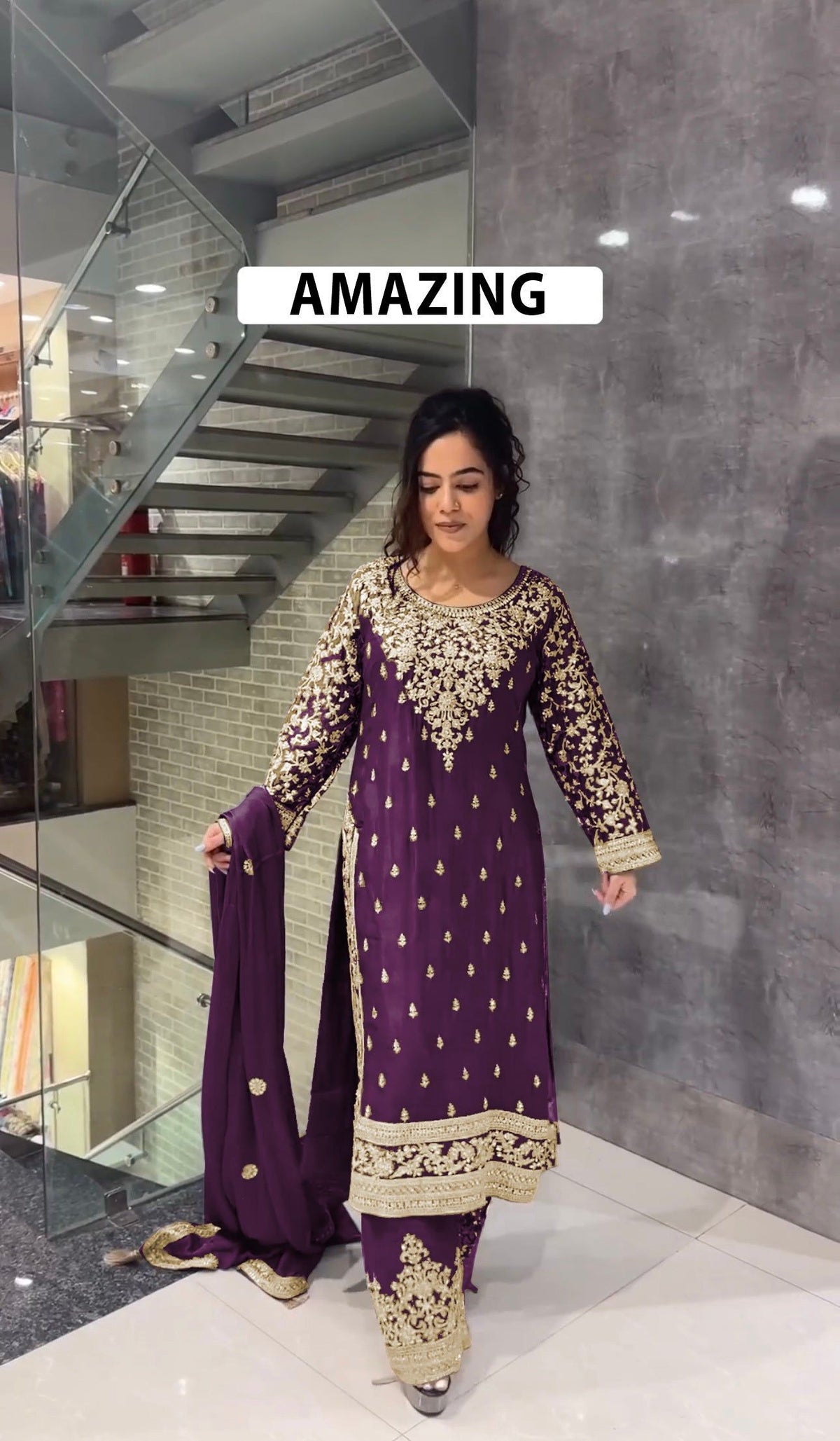 Fab Zone Beautiful Top-Bottom And Dupatta With Embroidery Sequence Work