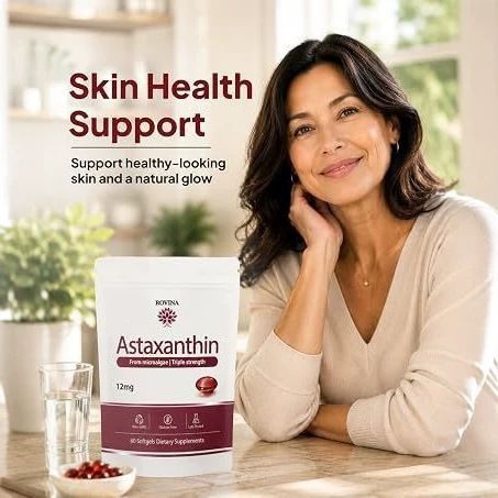 Astaxanthin 12 mg Softgels, Microalgae Sourced Dietary Supplement, 60 Softgels