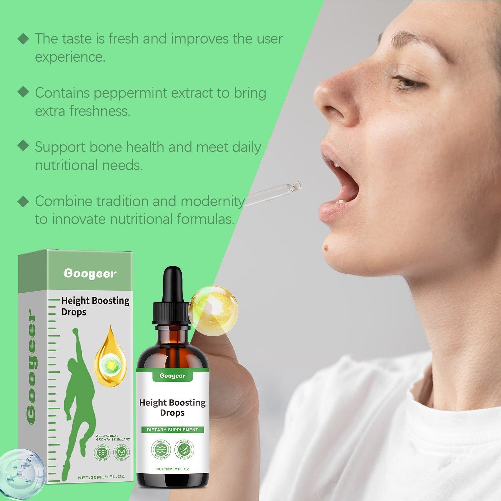 Boost Height Naturally with Chinese Herbal Body Care Drops, Enhance Vitality and Bone Health ,30ml