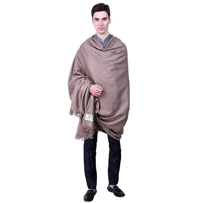 Men's Woven Wool Shawl Beige