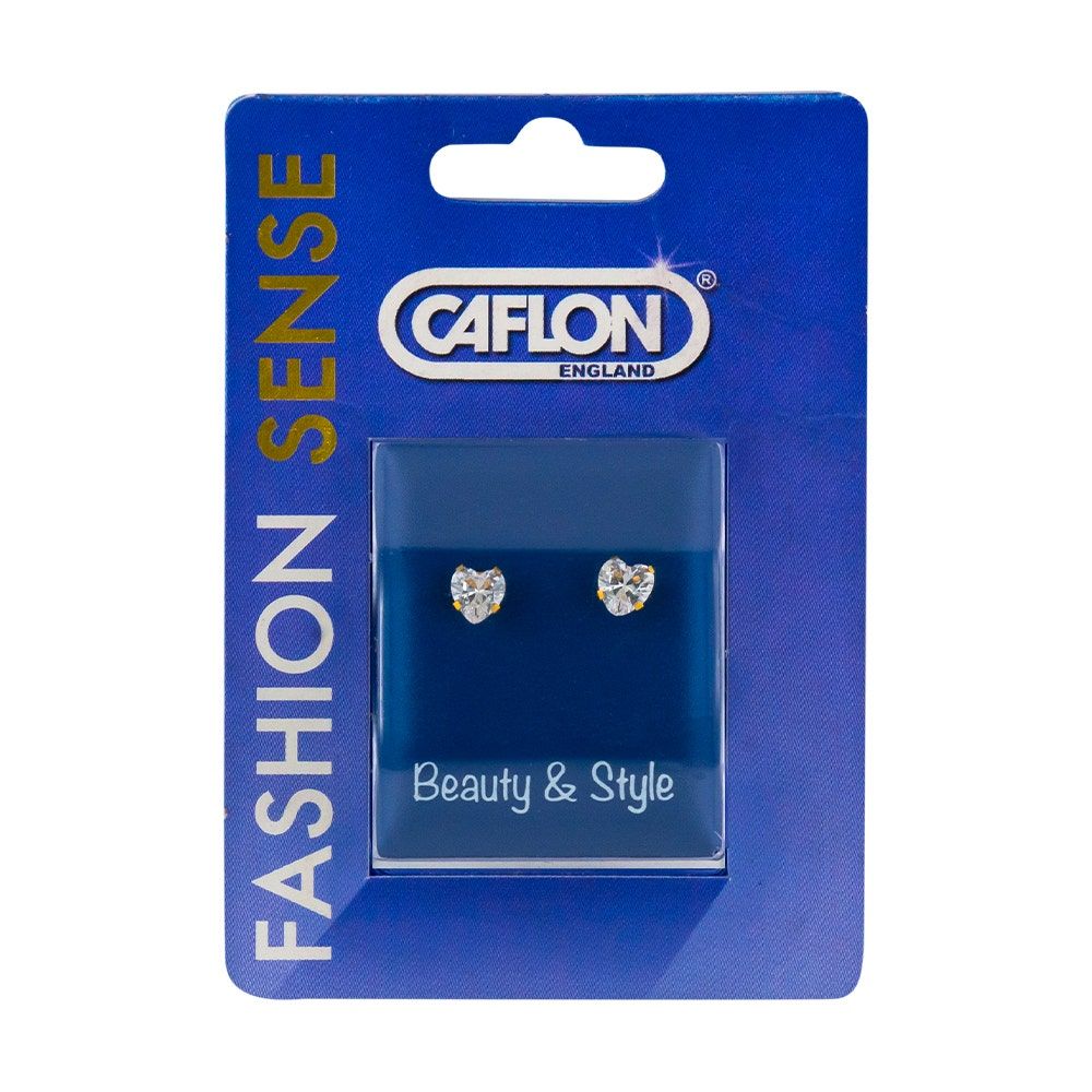 Caflon Fashion Sense Gold Plated Cubic Zirconia Heart Earring, 5mm