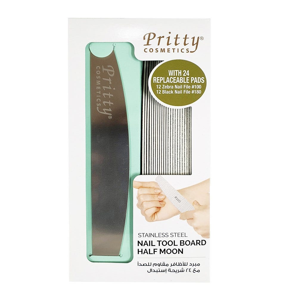 Pritty Stainless Steel Nail Tool Board Half Moon, With 24 Pads