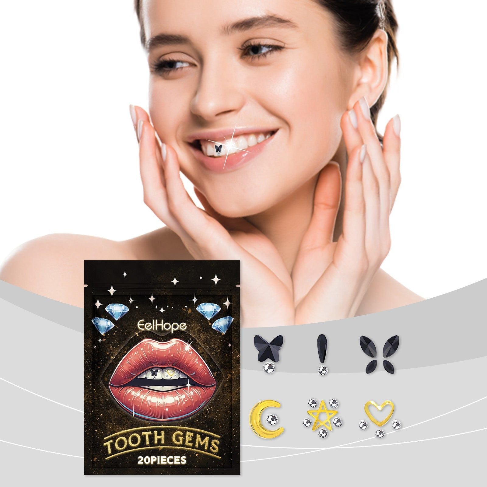 Crystal Dental Decoration, Stylish Safe Durable, Perfect for All Tooth Types ,20pieces
