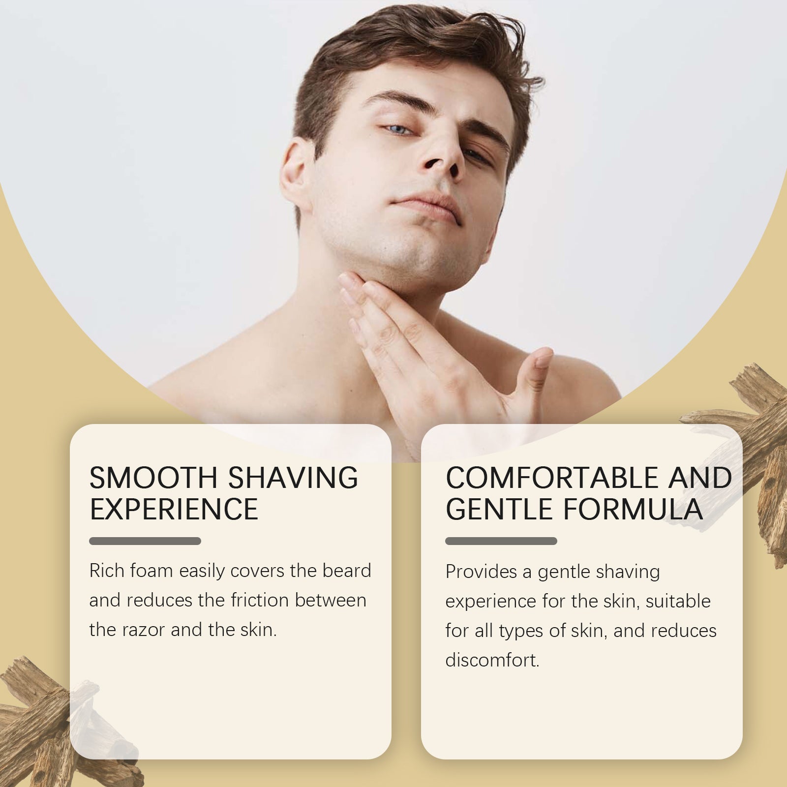 Agarwood Men's Shaving Soap, Gentle Face Wash, Moisturizing, Portable, Male Care ,30g
