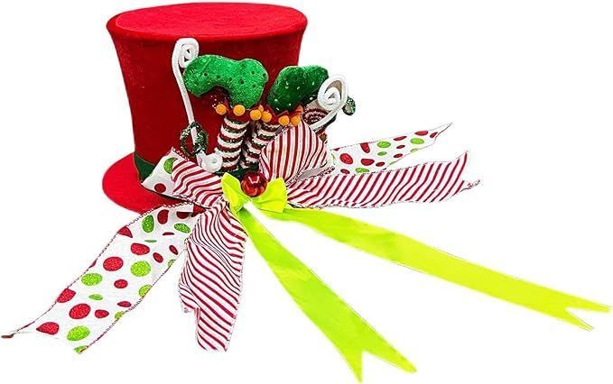 Christmas Tree Topper Hat Velvet Xmas Hat Desktop Decorations for Holiday
