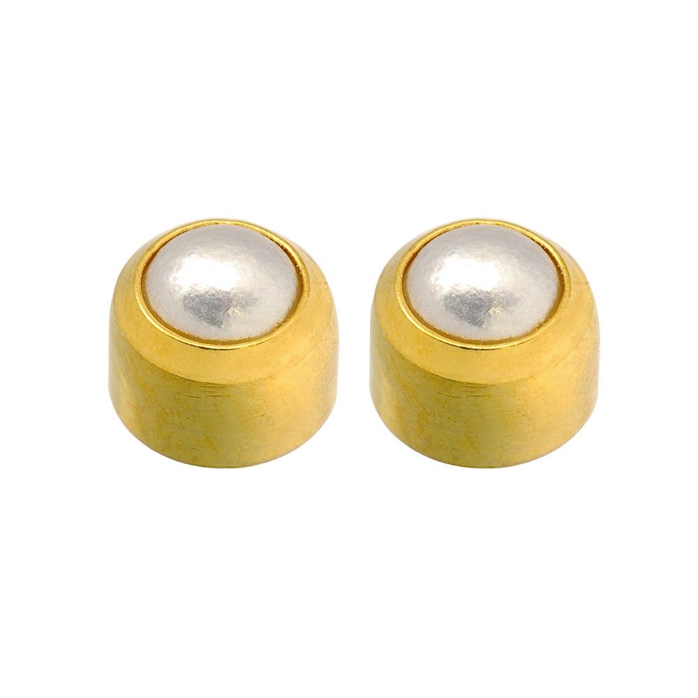 Caflon Singles Cabachon Pearl Gold Plated Earring