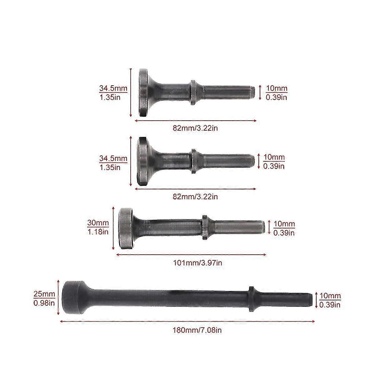 4pc Air Hammer Head Air Chisel Hard Steel Solid Impact Hammer Head Support Pneumatic Tool For Knock