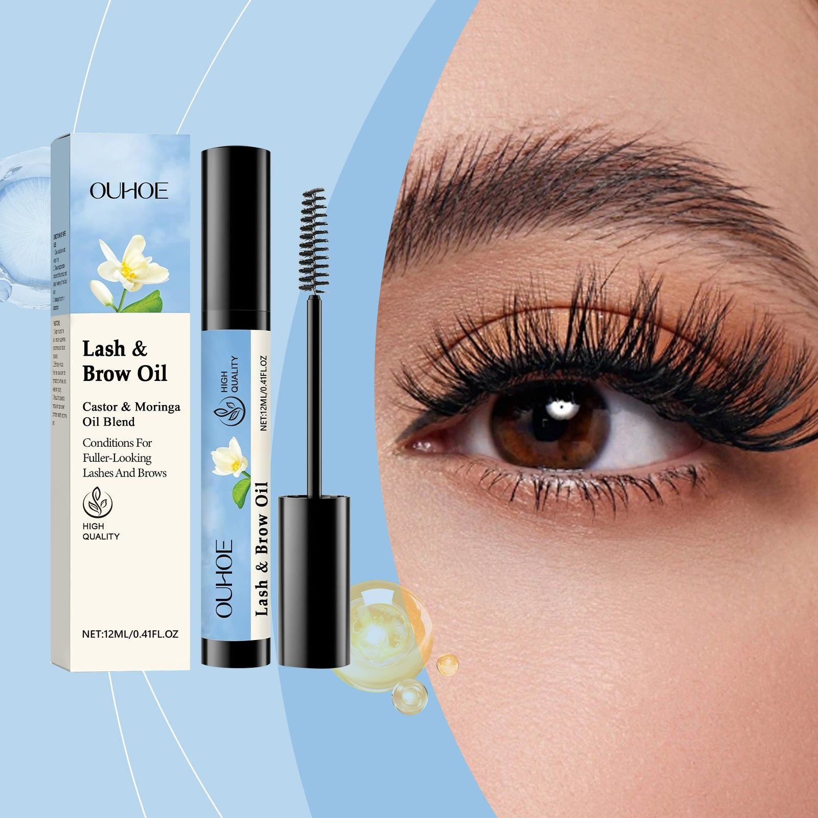 Curling Mascara for Long, Thick, Natural Eyelash and Eyebrow Care, Waterproof, Nourishing, Easy to Use ,12ml