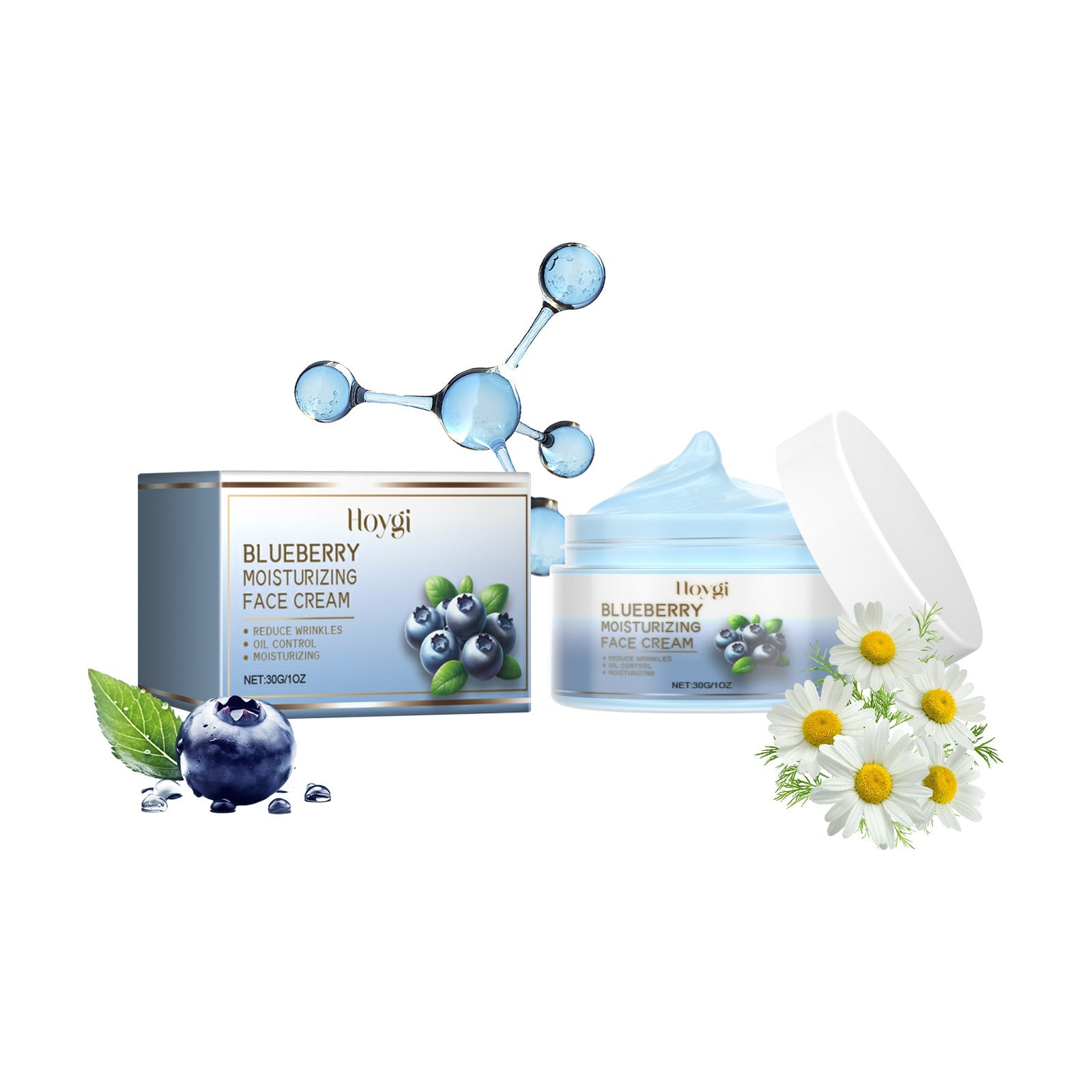 Blueberry Brightening Cream, Anti-Aging, Hydrating, Lighten Skin Tone, Wrinkle Repair ,30g