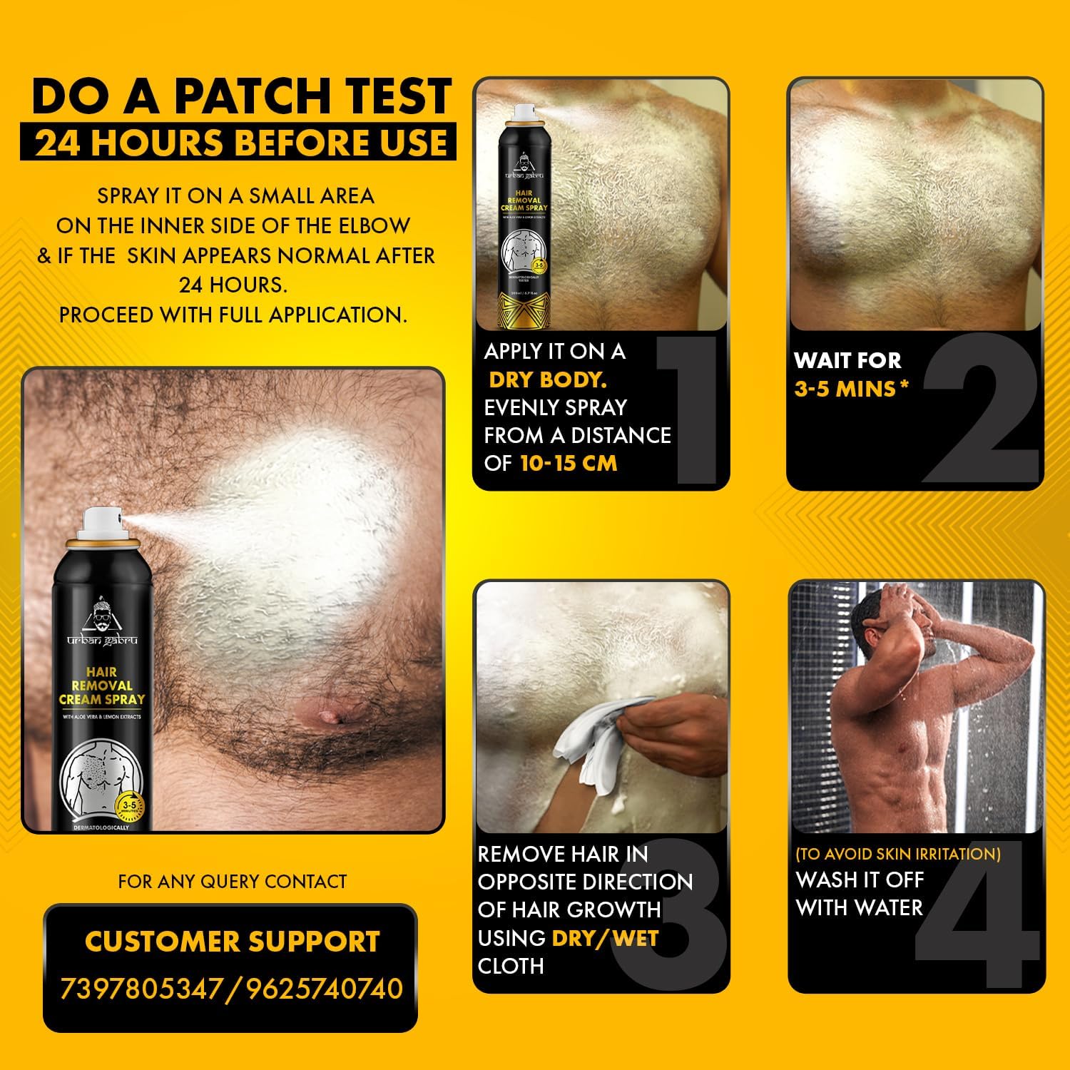 Urban Gabru Hair Removal Spray |body hair removal in 10 minutes 200 ml