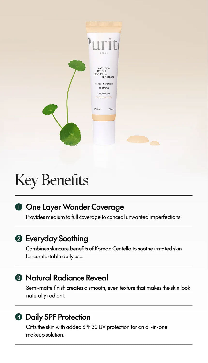 PURITO Wonder Releaf Centella BB Cream #13 Neutral Ivory [30ml]
