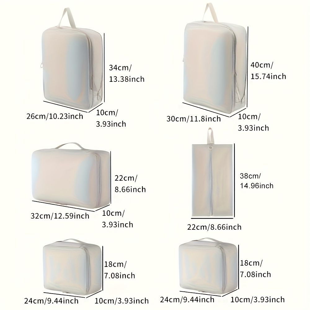 6pcs Travel Storage Bag Compression Packing Cubes Bag Organizer for Luggage