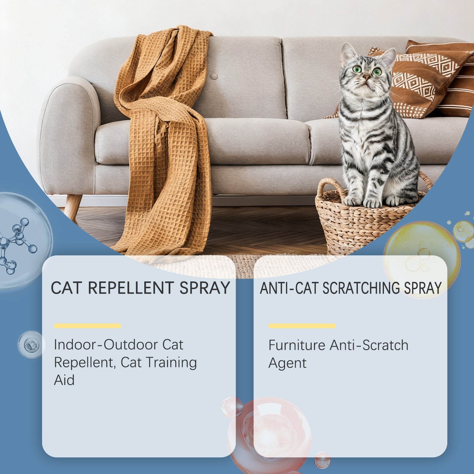 Cat Training Spray, Gentle, Furniture Scratch-Resistant, Indoor Outdoor, Drive Away Cats ,100ml