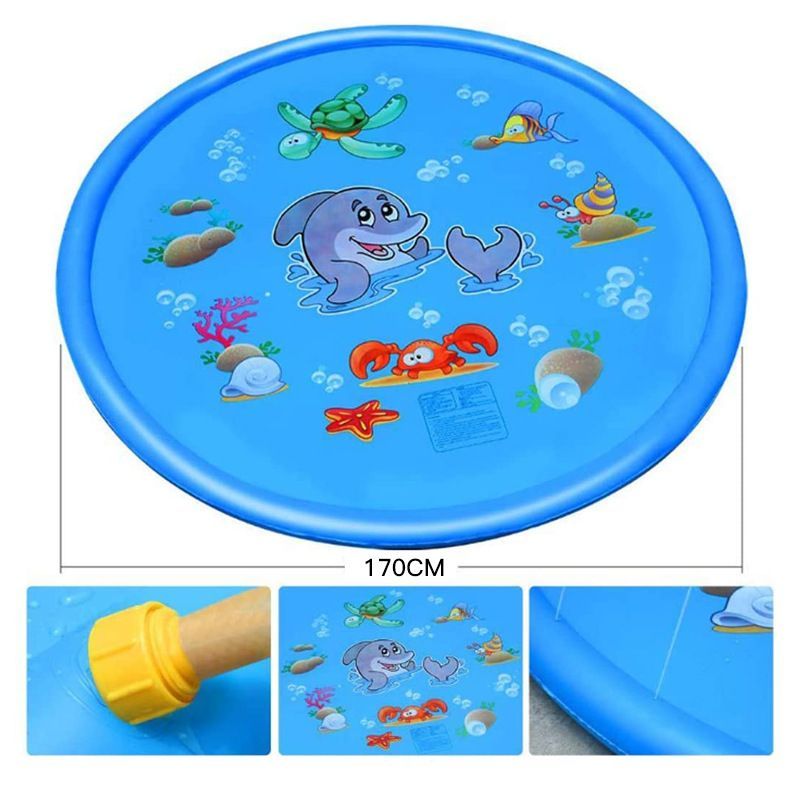 68 inch Kids Sprinkler Pad Splash Play Mat Toddler Water Toys for 3 4 5 6 Years Old