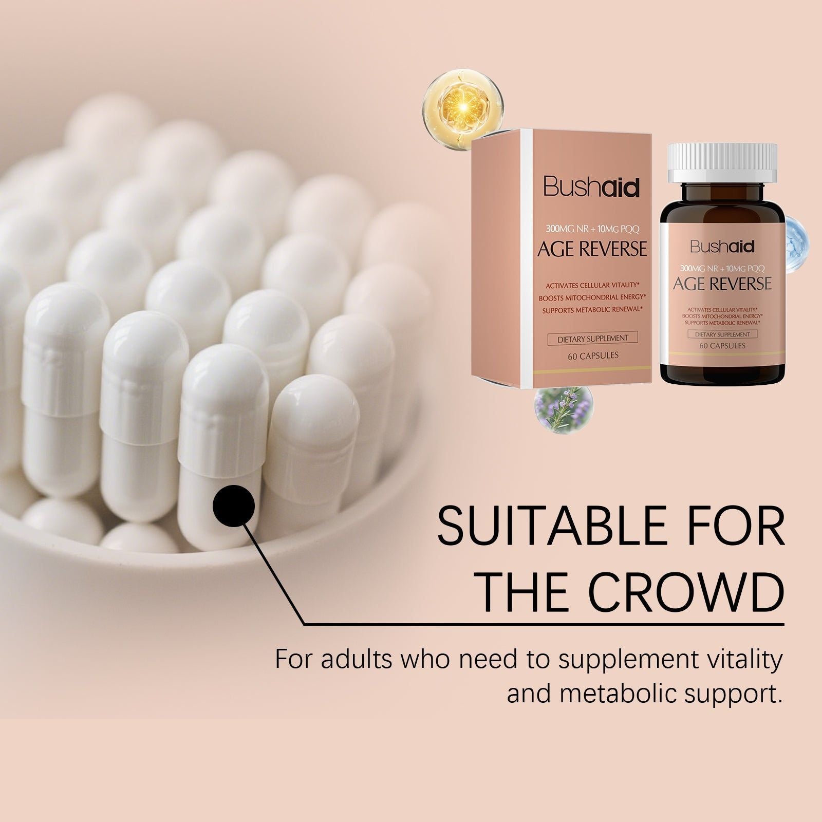 Boost Energy & Vitality with BushAid Body Care Supplement, Supports Cell Health ,60 capsules