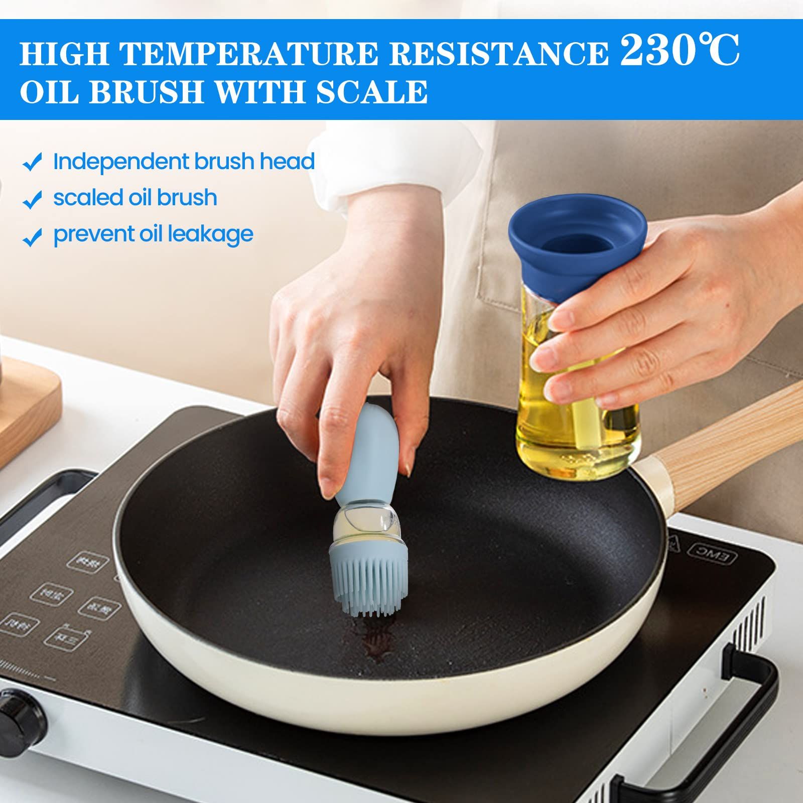 Oil Bottle Oil Dispenser With Silicone Brush Oil Container For Kitchen BBQ Grill