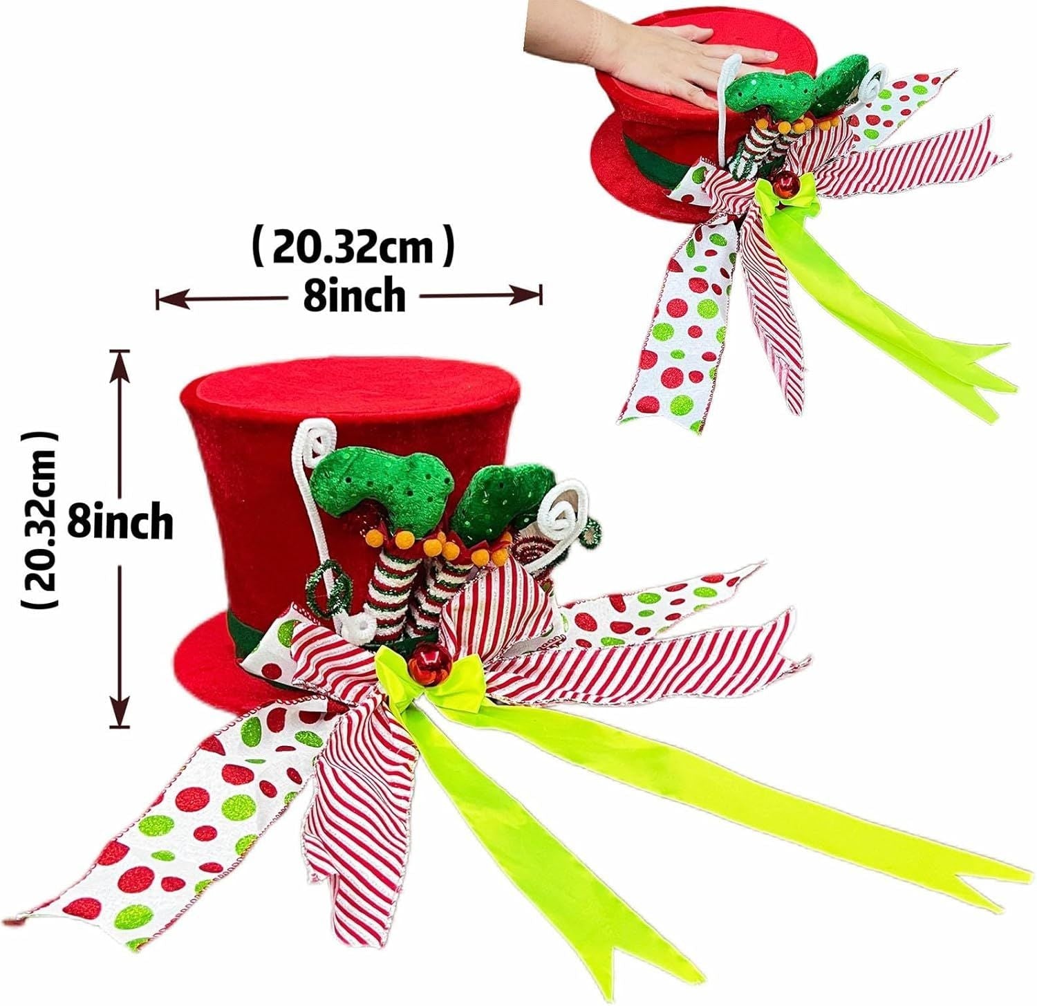 Christmas Tree Topper Hat Velvet Xmas Hat Desktop Decorations for Holiday