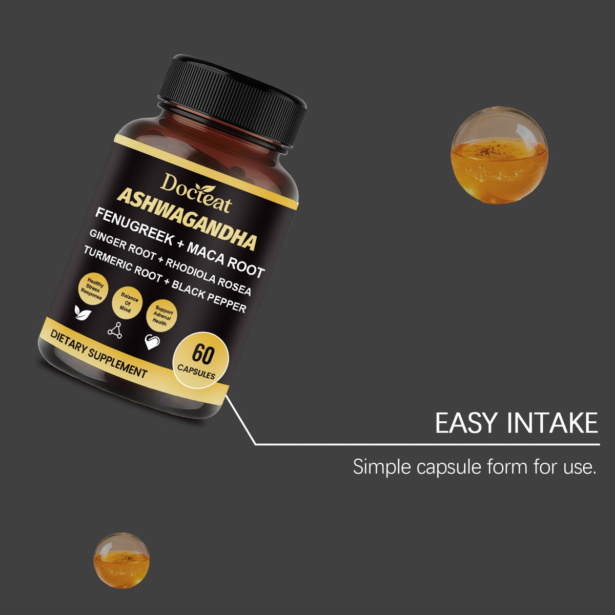 Boost Your Body Care with Ashwagandha Capsules, Relieve Stress & Balance Mood ,60 capsules