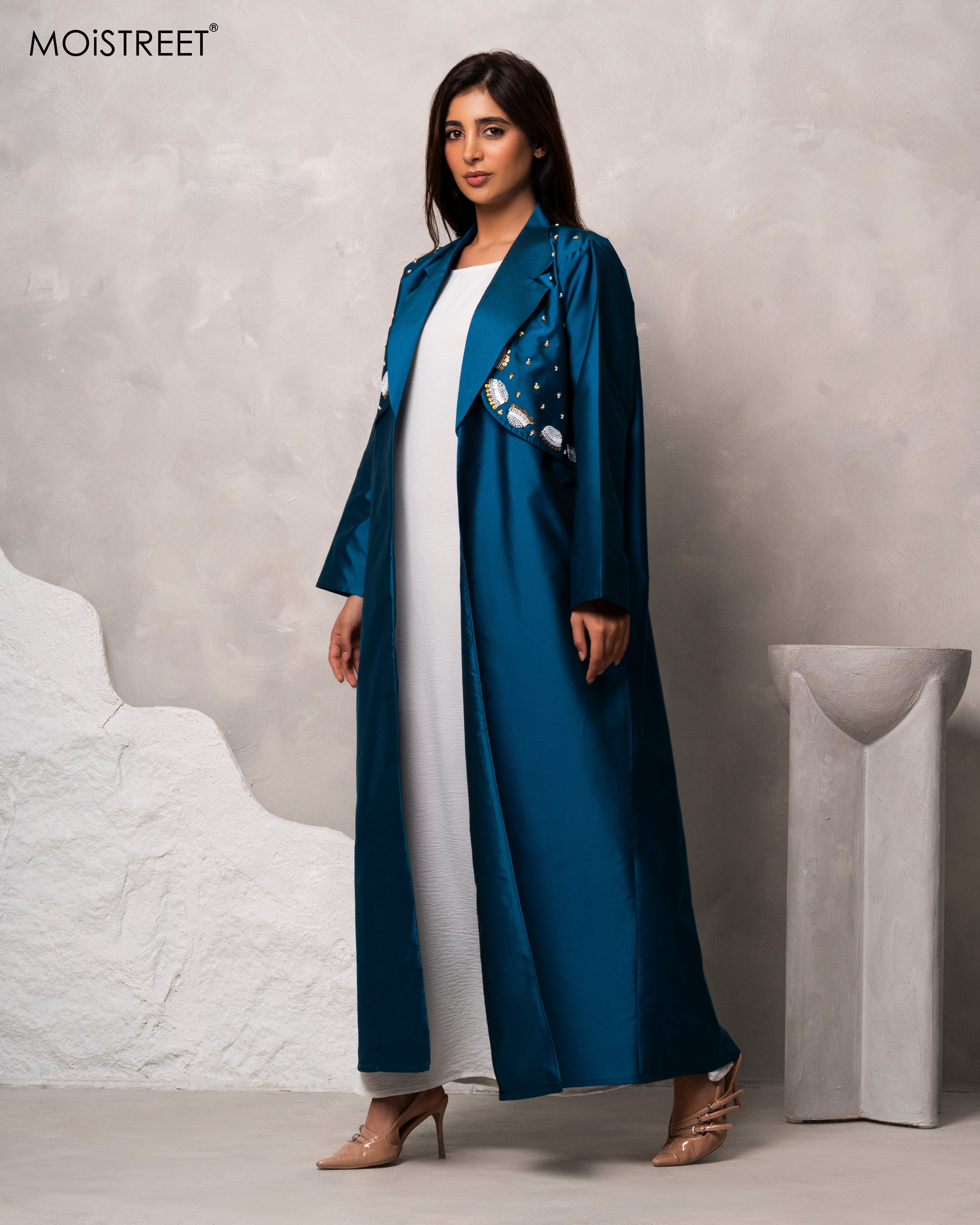 MOiSTREET Handmade Victoria Satin Tiffany Abaya