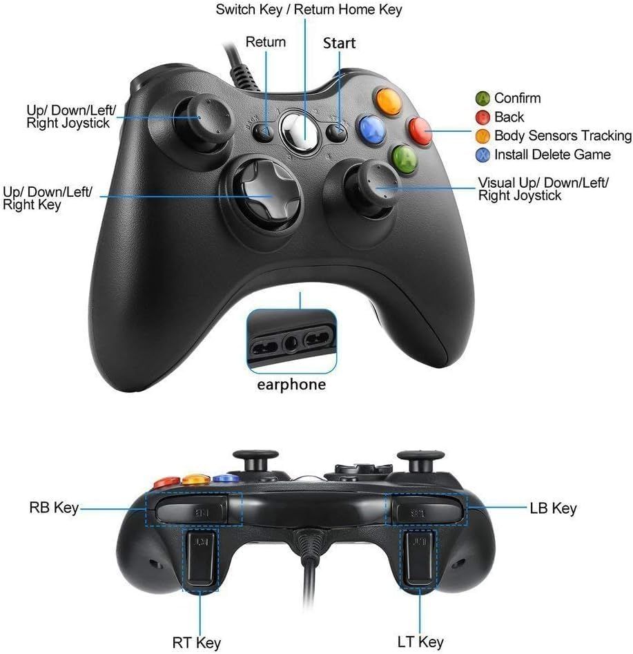 Xbox 360 Controller PC Wired Gamepad Joystick Controller USB Computer Gamepad Joystick Controller