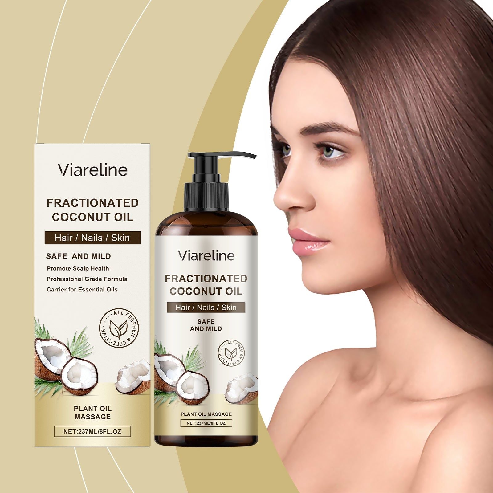 Coconut Body Care Oil, Deep Moisturizer, Nourishing Skin, Hair & Nails ,237ml