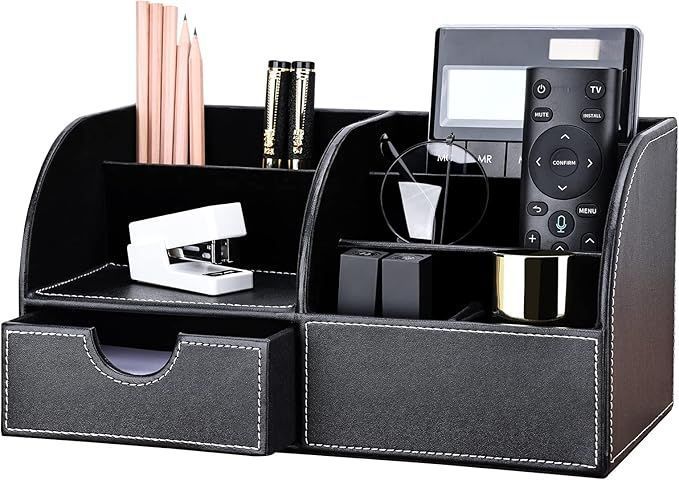 Desk Organizer Storage Case Table Organizer PU Leather Pen Holder Pen Box Office Supplies