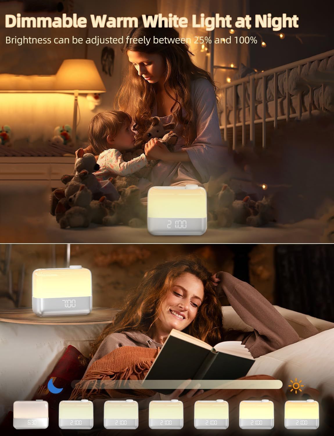 Digital Alarm Clock for Bedroom Wake up Light RGB Ambient Night Light