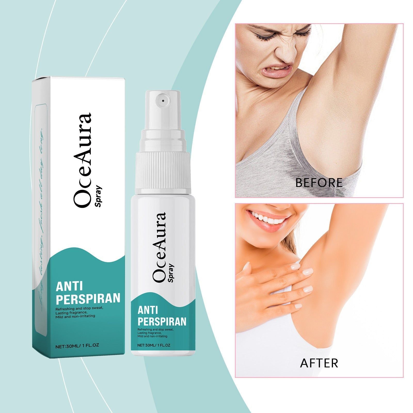 Body Care Spray, Long-lasting Fresh Deodorant, Summer Armpit Sweat Control ,30ml