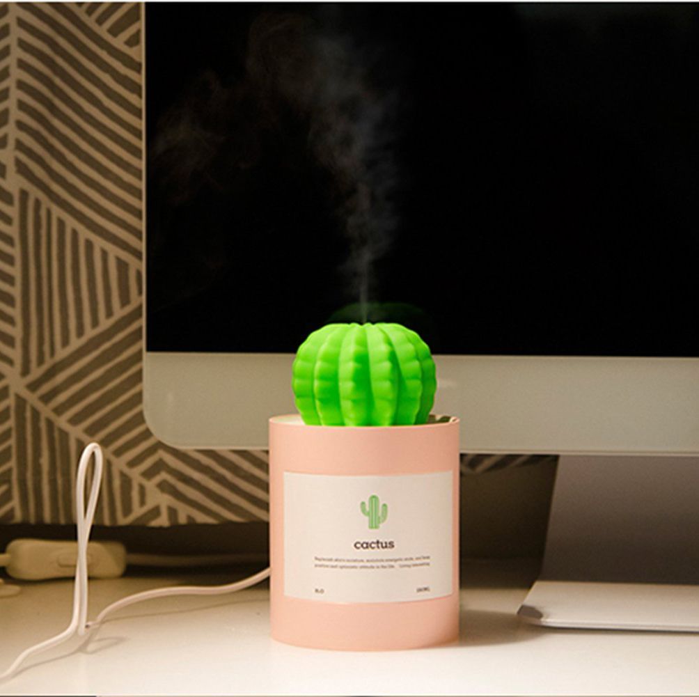 Mini Cactus Air Humidifier USB Portable Cool Mist Air Diffuser For Desk