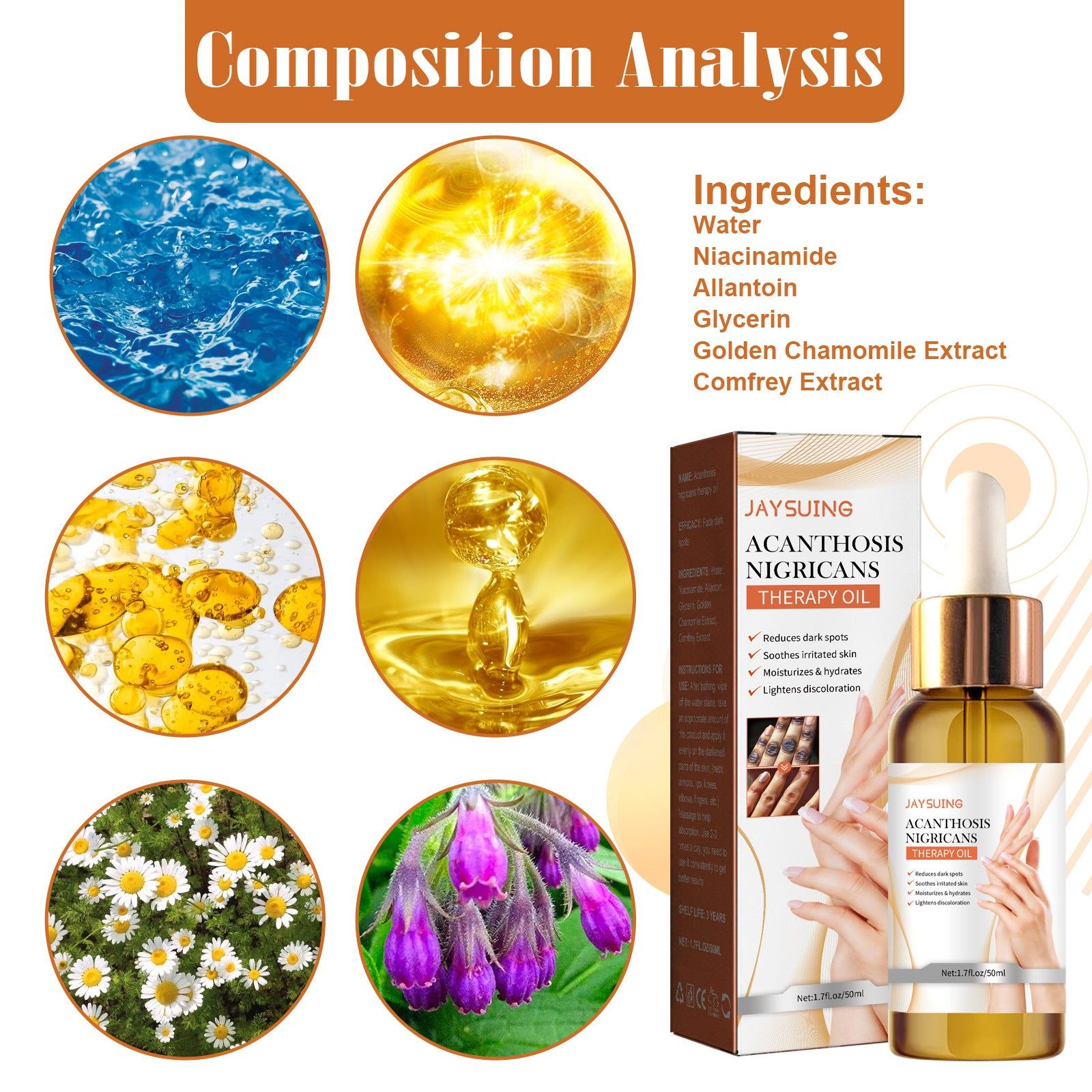 Brighten and Exfoliate Dark Skin, Acanthosis Nigricans Therapy Oil, Moisturizing Repair ,50ml