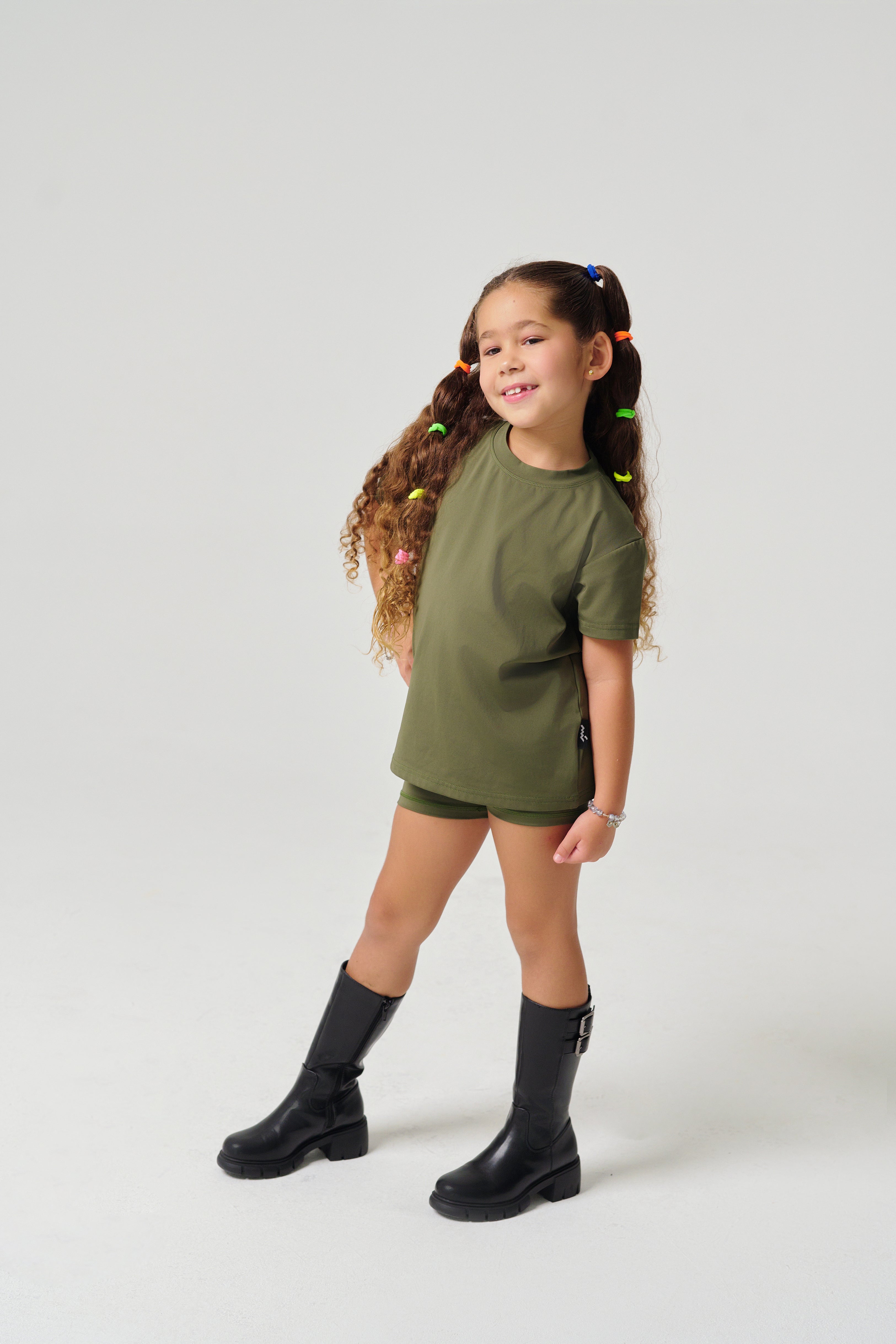 Regular Fit Kids Tights - Olive Green