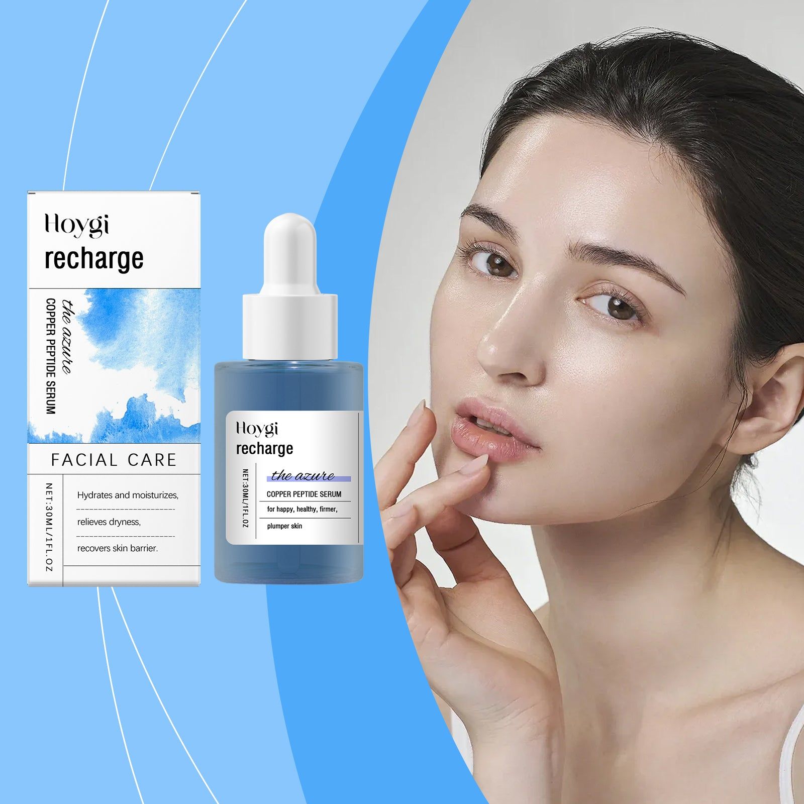 Blue Copper Peptide Facial Care Serum, Deep Hydrating, Anti-Aging, Nourishing Skin ,30ml