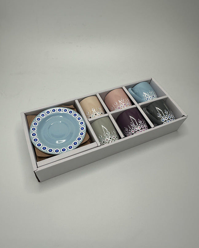 Sahara Mandala Set of 6 coffee cups- Hand painted mandala