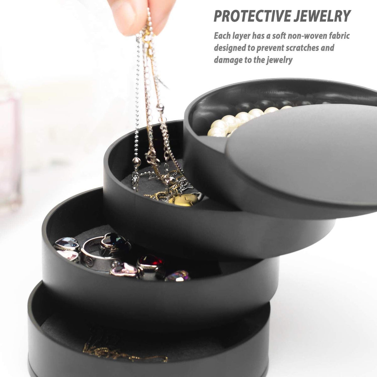 4 Layer Jewelry Organizer Box Jewelry Storage Case Earring Necklace Rings Holder