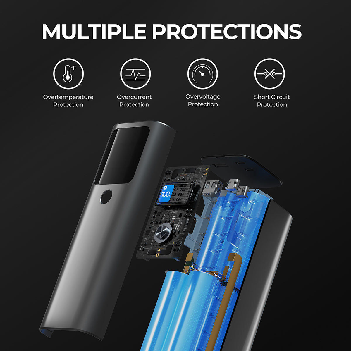 Aukey PB-Y45 27600mAh 140W Ultra-Fast Charging PD 3.1 Power Bank - Gray