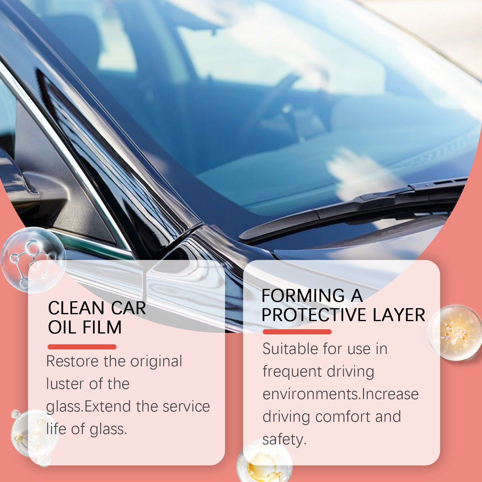 Automotive Glass Cleaning and Decontamination Oil Film, Crystal Coating, Easy Polish ,120ml