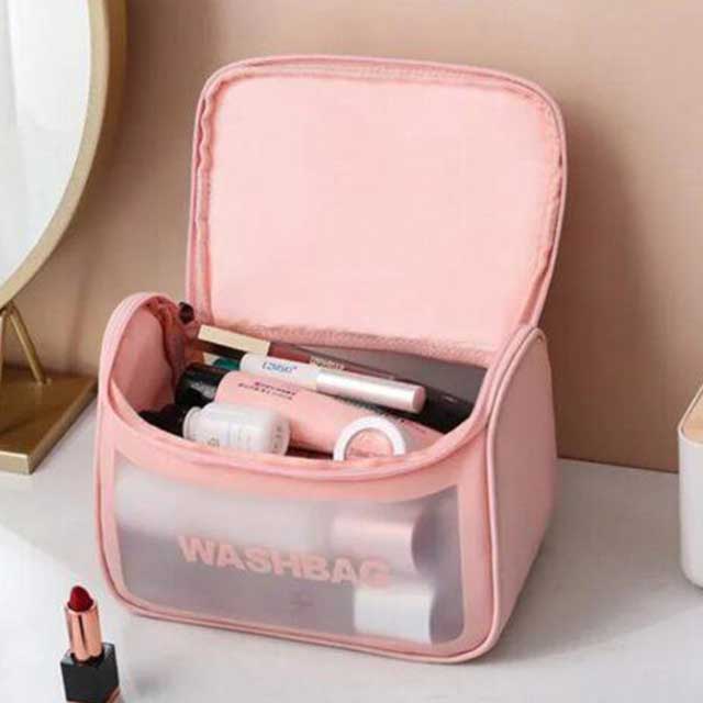 Large Capacity Portable Waterproof Transparent PVC Women Cosmetic Bag - Travel Organizer for Makeup & Toiletries