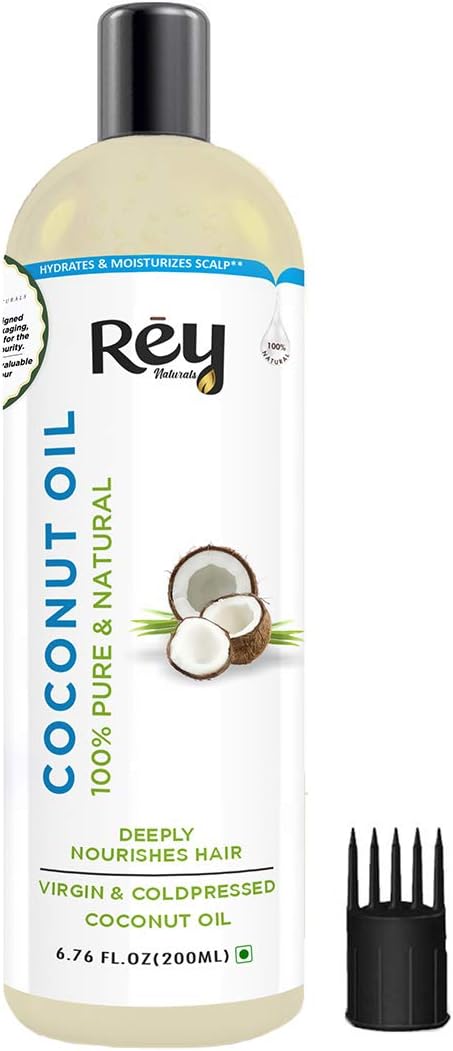Rey Naturals Cold Pressed Coconut oil for hair and skin 200 ml