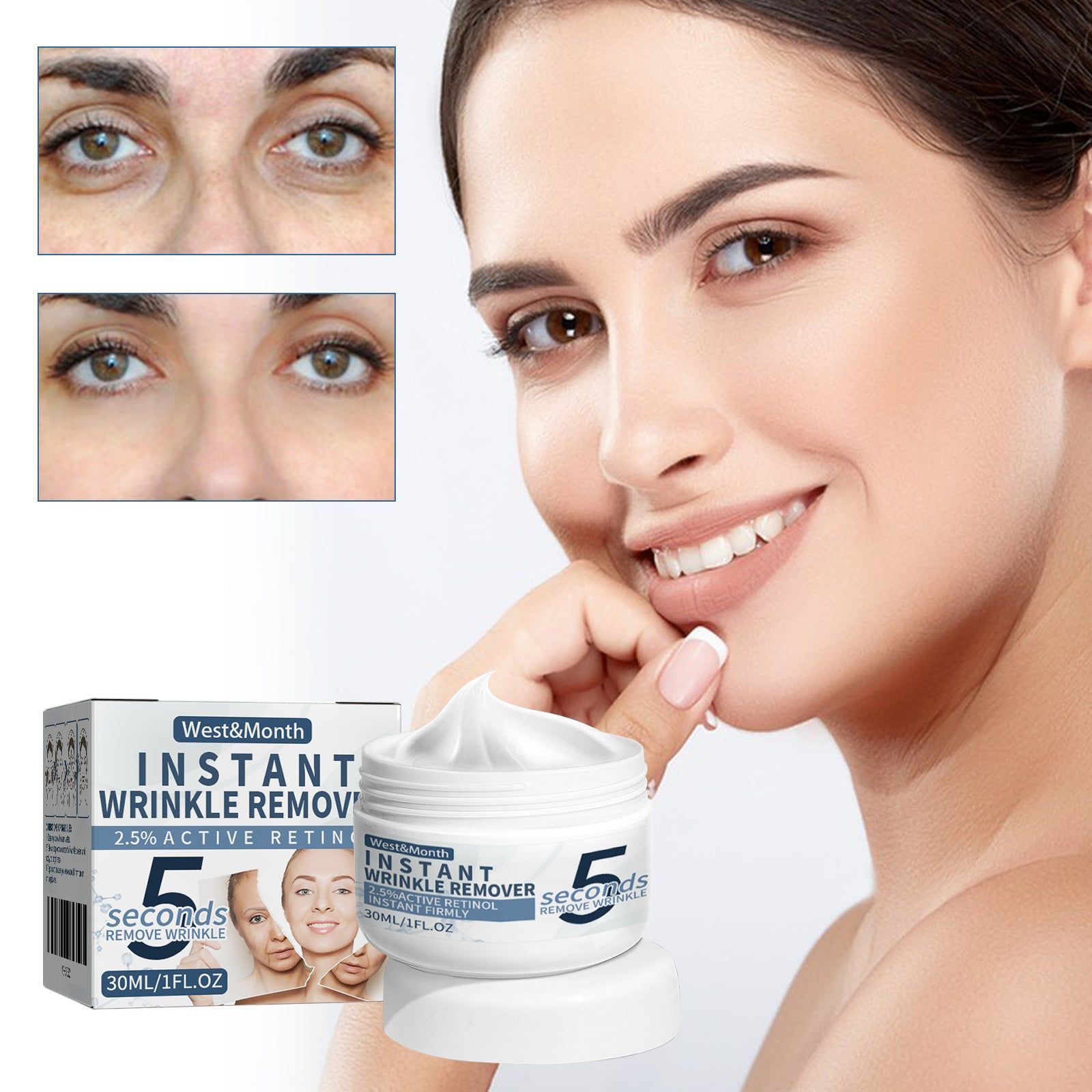 5 Sec Retinol Eye Cream, Reduces Wrinkles, Puffiness, Hydrating, Anti-Aging ,30ml