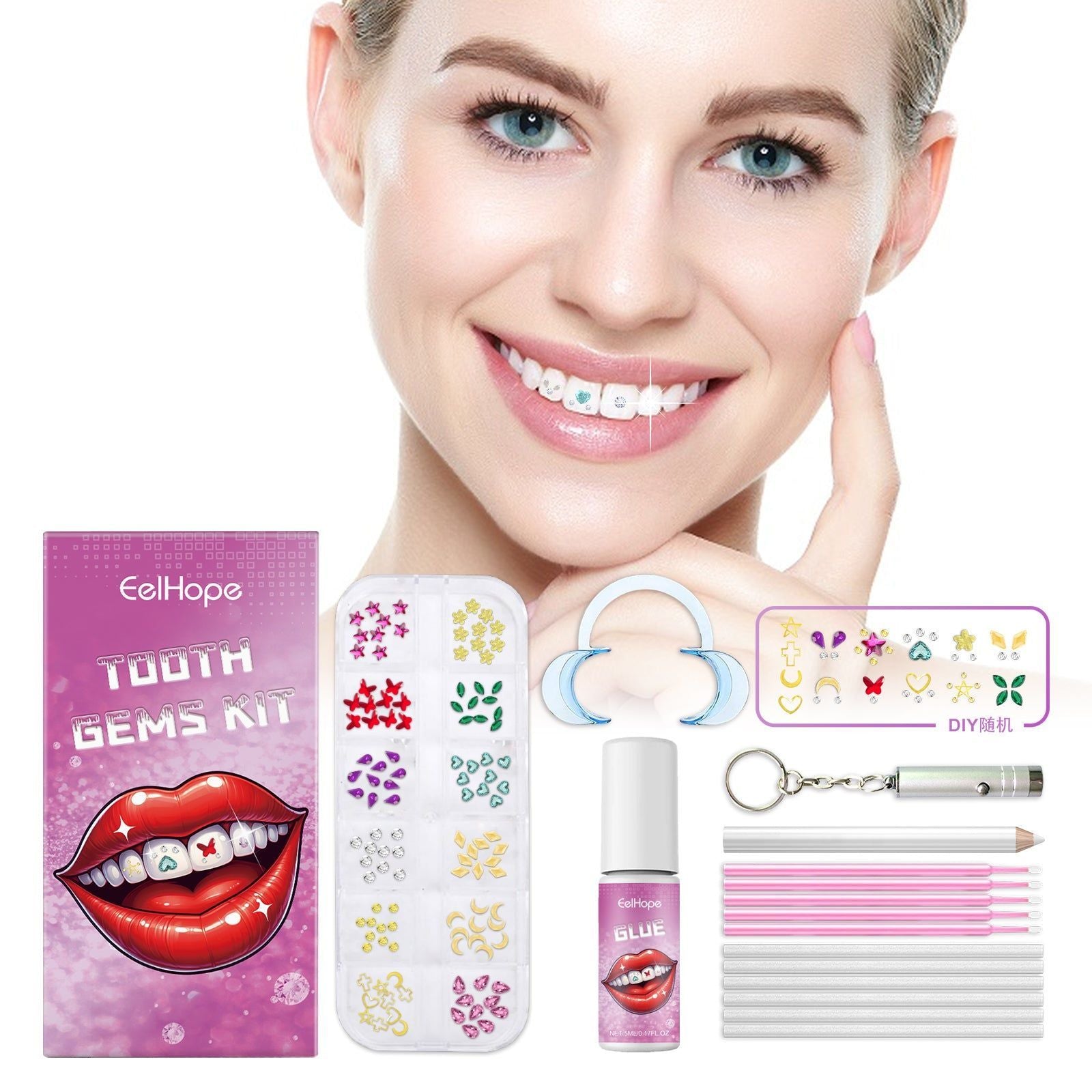 Cosmetic Dentistry Kit, Personalized Dental Gems, Sparkling Smile, Safe & Easy ,1set