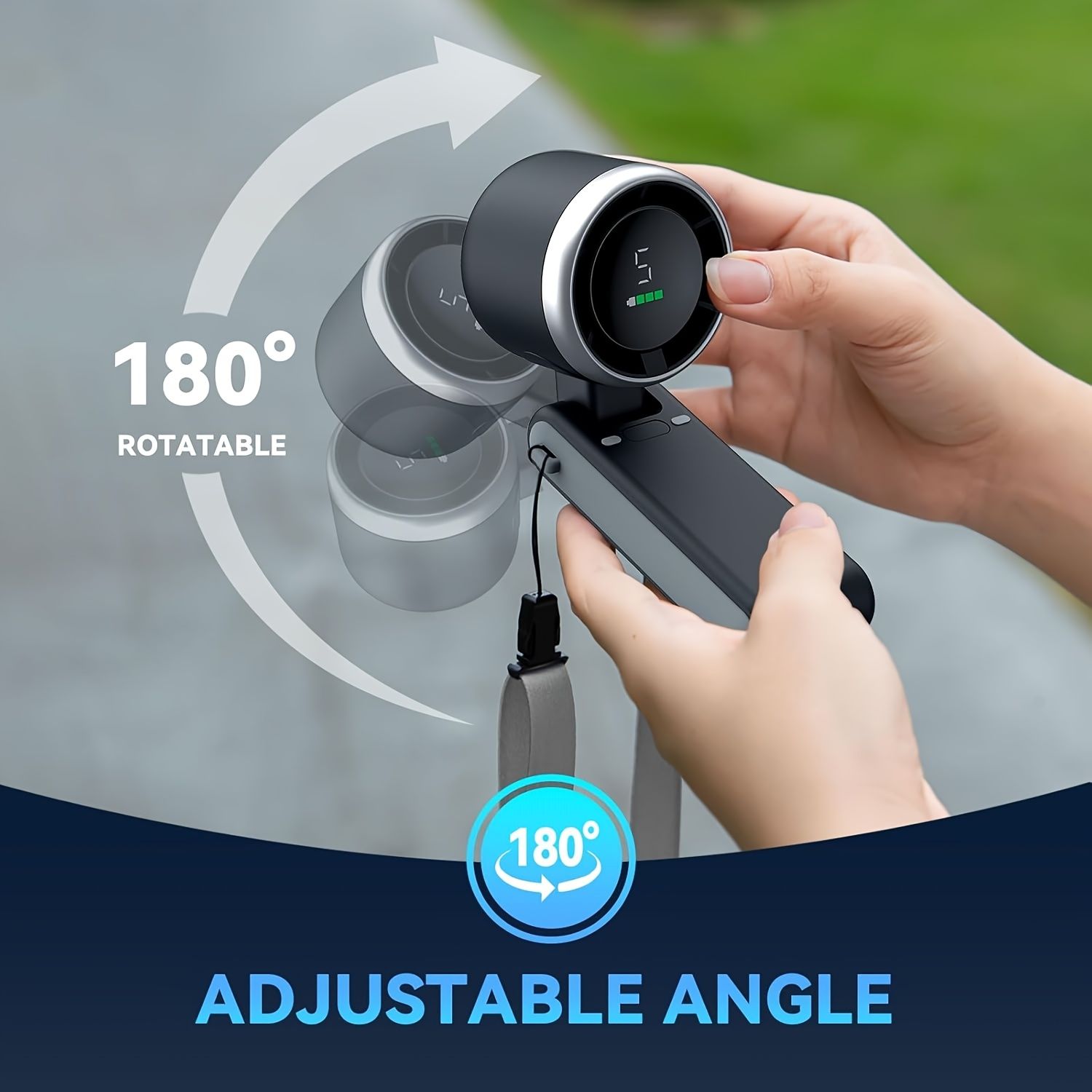 Portable Handheld Fan USB Rechargeable 5 Speed 3600mAh Foldable Fan for Office Desk