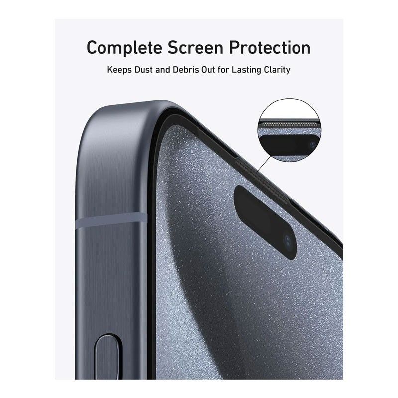 Anker Screen Printing High Definition Tempered Glass Kit for iPhone 16 Pro, Clear